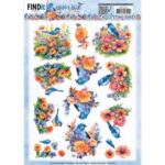 3D Push Out - Berries Beauties - Happy Blue Birds - Colourful Birds