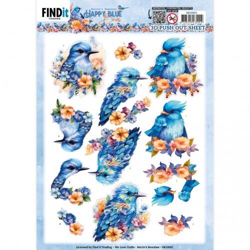 3D Push Out – Berries Beauties – Happy Blue Birds – Blue Bird