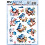 3D Push Out - Berries Beauties - Happy Blue Birds - Birds's Nest