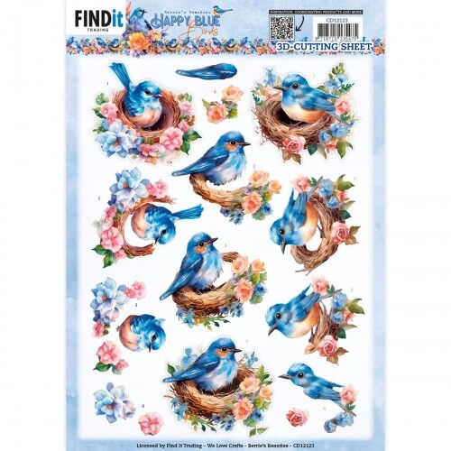 3D Push Out – Berries Beauties – Happy Blue Birds – Birds’s Nest