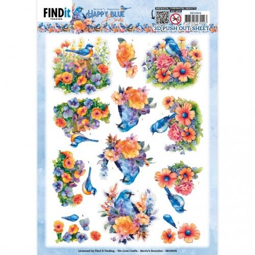 3D Cutting Sheets – Berries Beauties – Happy Blue Birds – Colourful Birds