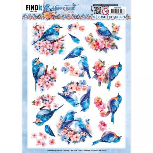 3D Cutting Sheets – Berries Beauties – Happy Blue Birds – Birds in Pink
