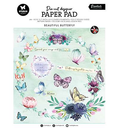 Die-cut Designer Paperpad – Beautiful Butterfly Essentials – Studiolight