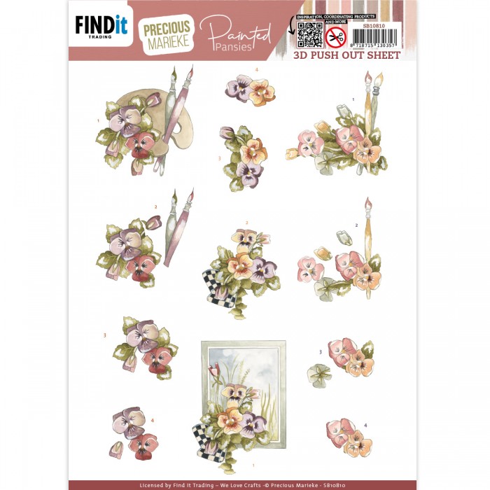 3D Push Out – Precious Marieke – Painted Pansies Paint and Brushes
