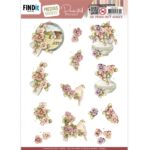 3D Push Out - Precious Marieke - Painted Pansies Pink