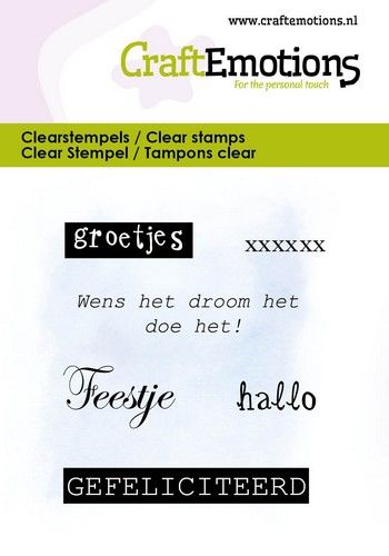 CraftEmotions clearstamps 6x7cm – Groetjes -tekst NL