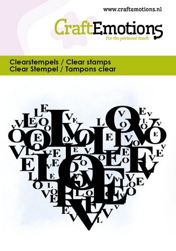 CraftEmotions clearstamps 6x7cm – Hart vol tekst love