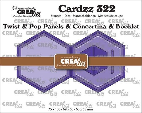 Crealies Cardzz Twist & Pop A2 – boekje zeshoek CLCZ322 75×130 –