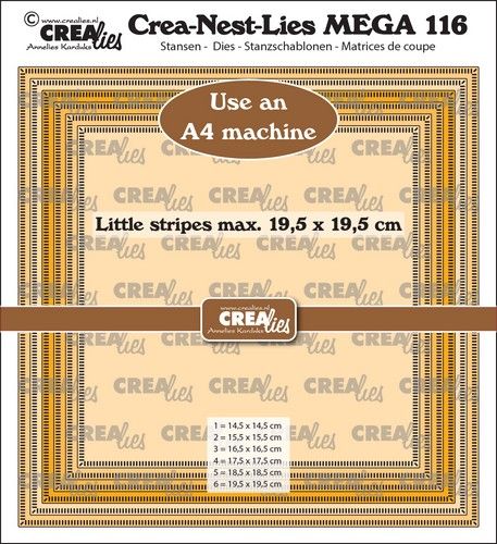 Crealies Crea-Nest-Lies Mega Vierkanten – streepjes halve cm CLNestMega