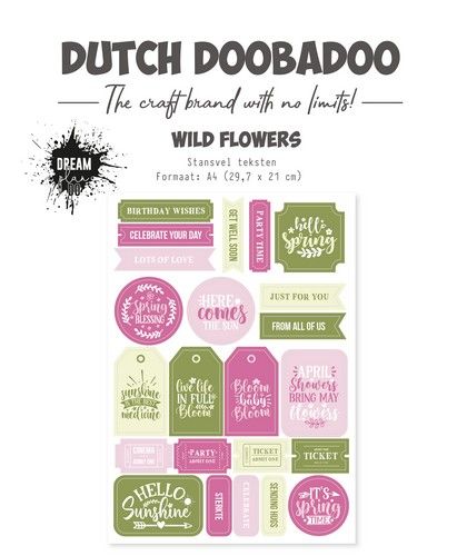 Dutch Doobadoo Stansvel Wild Flowers teksten A4 474.007.028