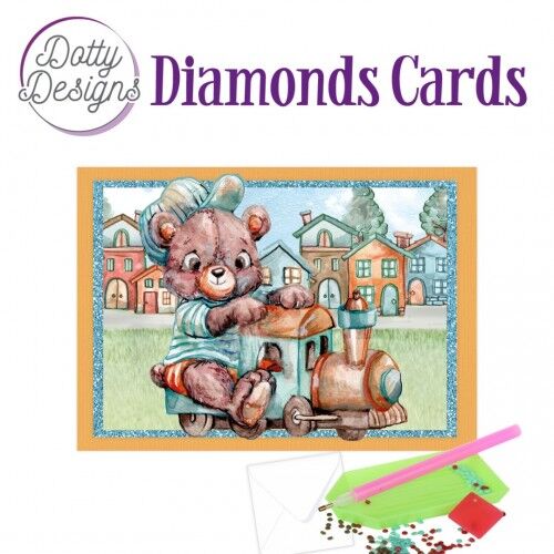 Dotty Designs Diamond Cards – Teddybear on Train
