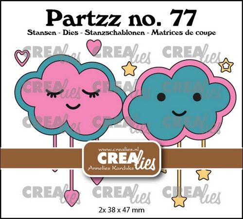 Crealies Partzz Vrolijke wolkjes CLPartzz77 2x 38×47 mm