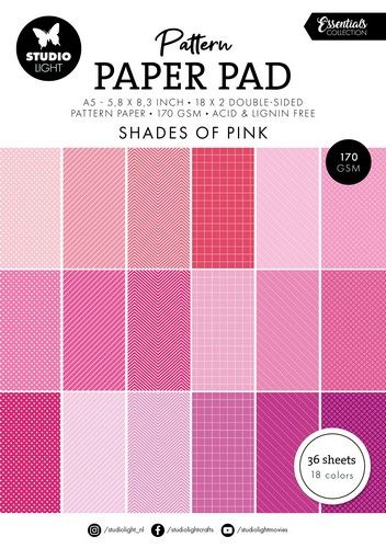 Studio Light Pattern paper pad Shades of pink Ess. nr.163 SL-ES-PPP163