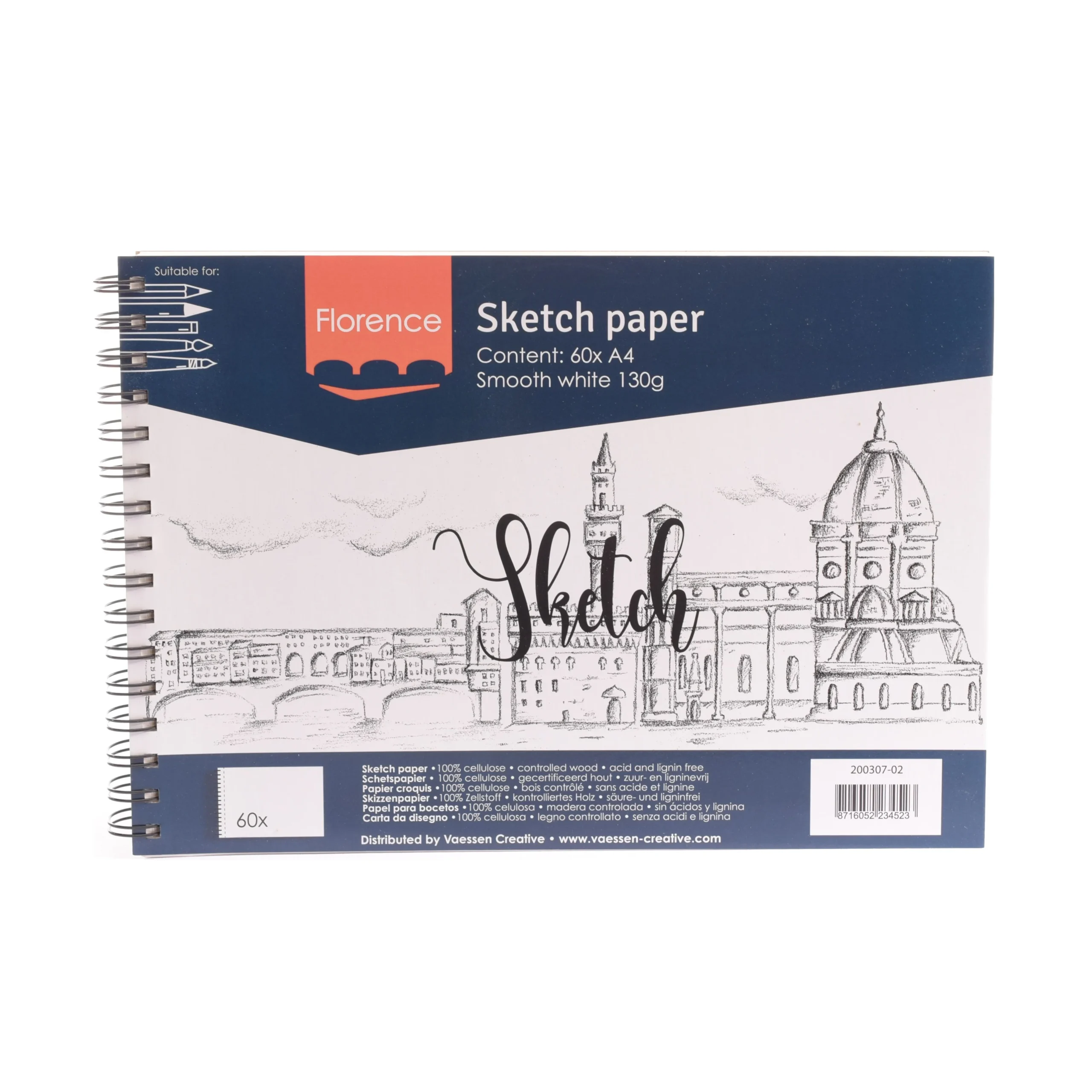 Schets paper 60x A4 wit smooth 130gr – Florence