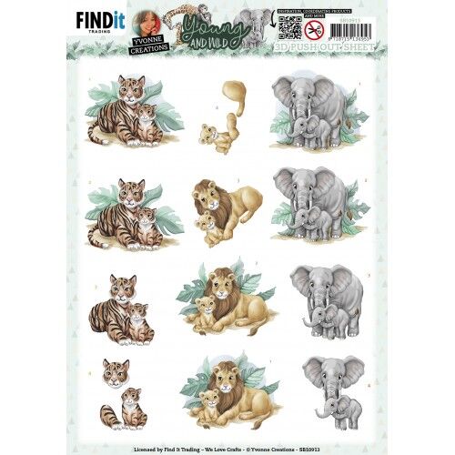 3D Push Out – Yvonne Creations – Young and Wild – Tiger