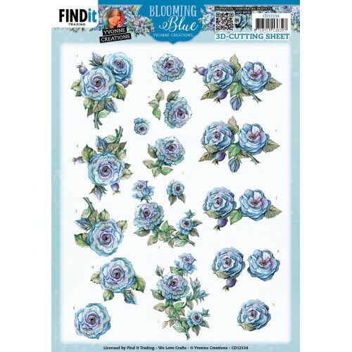 3D Cutting Sheets – Yvonne Creations – Blooming Blue – Rosehip