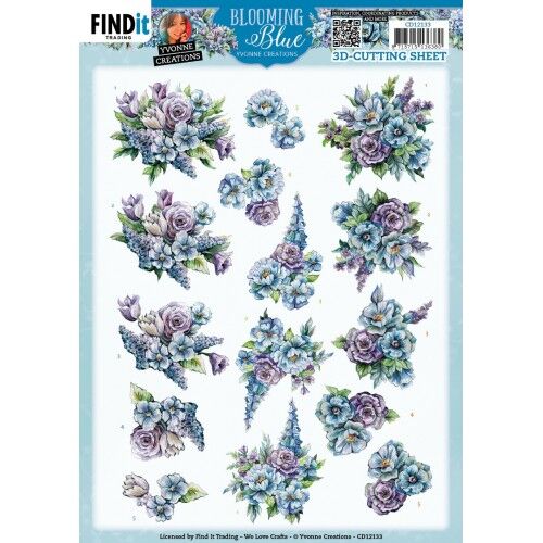 3D Cutting Sheets – Yvonne Creations – Blooming Blue – Larkspur