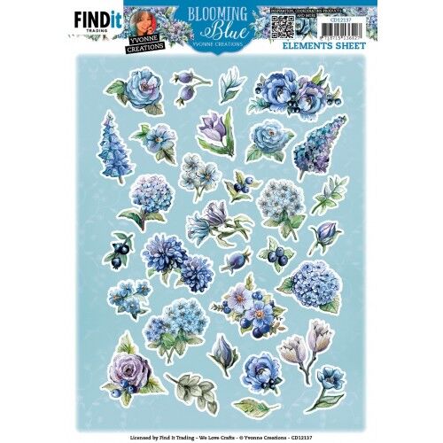 Cutting Sheets – Yvonne Creations – Blooming Blue – Small Elements