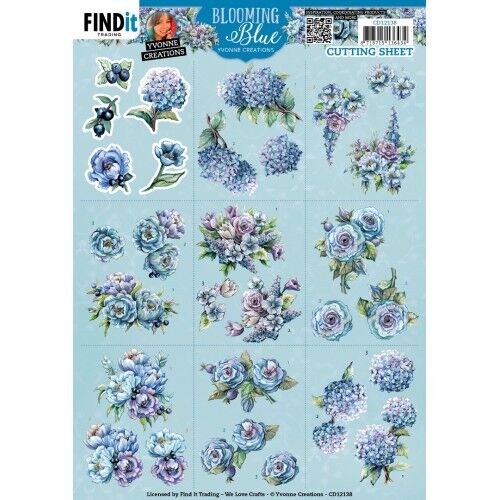 Cutting Sheets – Yvonne Creations – Blooming Blue – Mini