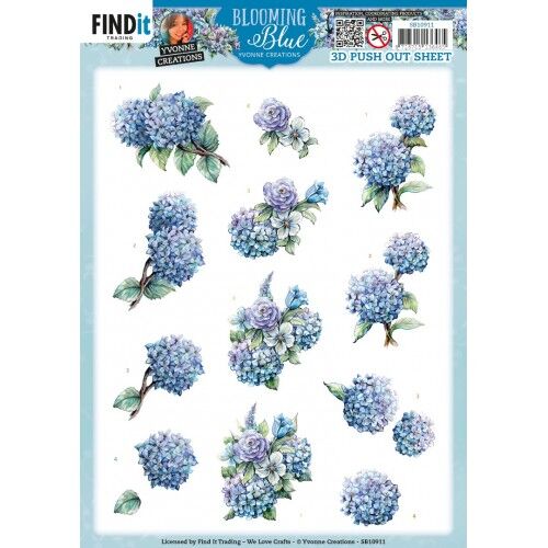3D Push Out – Yvonne Creations – Blooming Blue – Hydrangea
