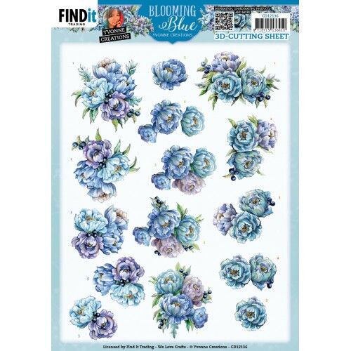 3D Cutting Sheets – Yvonne Creations – Blooming Blue – Blueberry