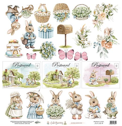 Double-sided paper 12″*12″ Cute Bunnies 250 gsm