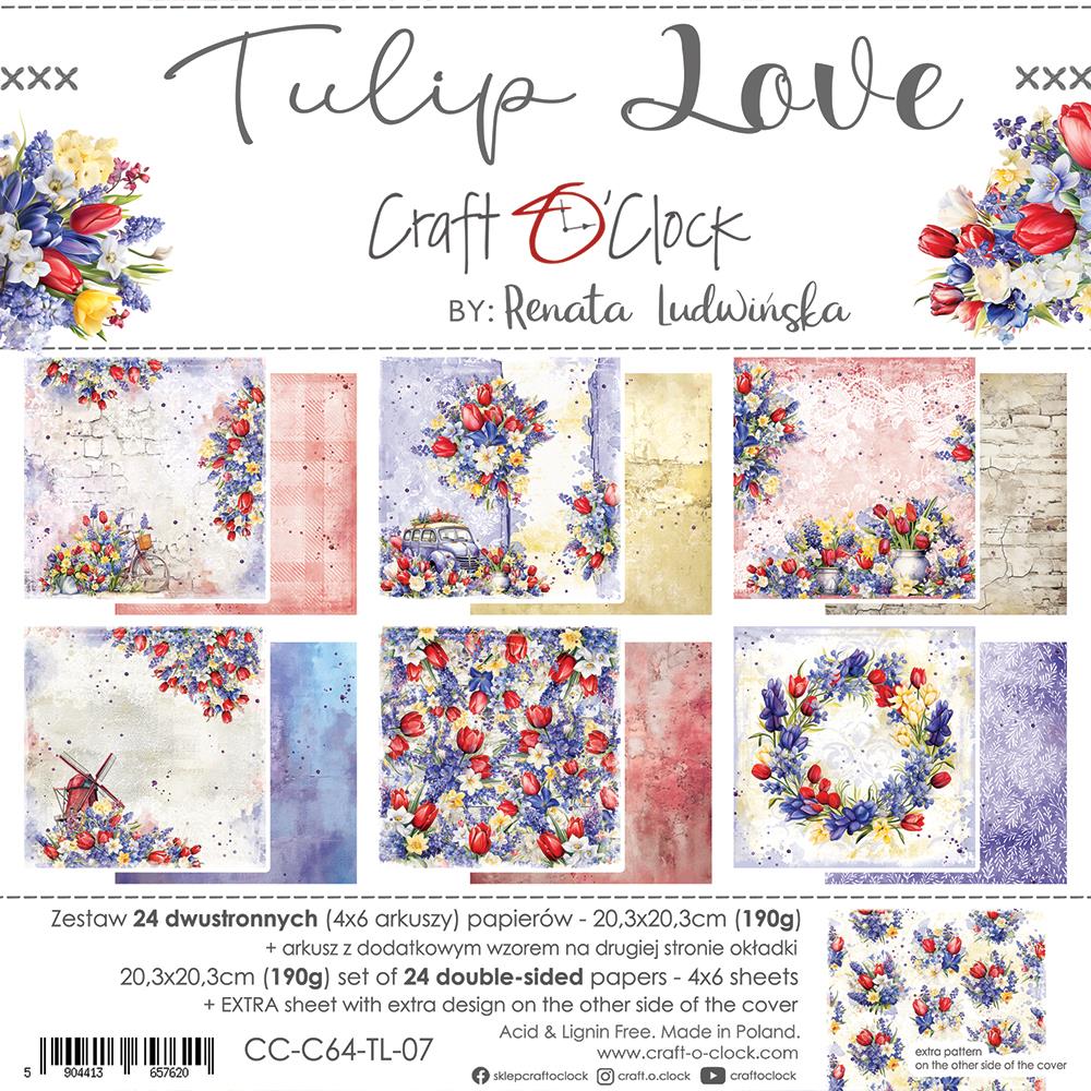 Paper Collection Set 20,3×20,3cm Tulip Love, 190 gsm