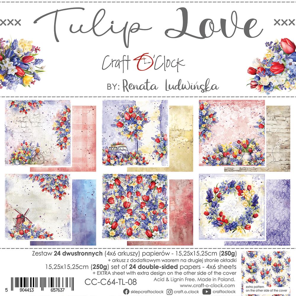 Paper Collection Set 15x15cm Tulip Love, 250 gsm