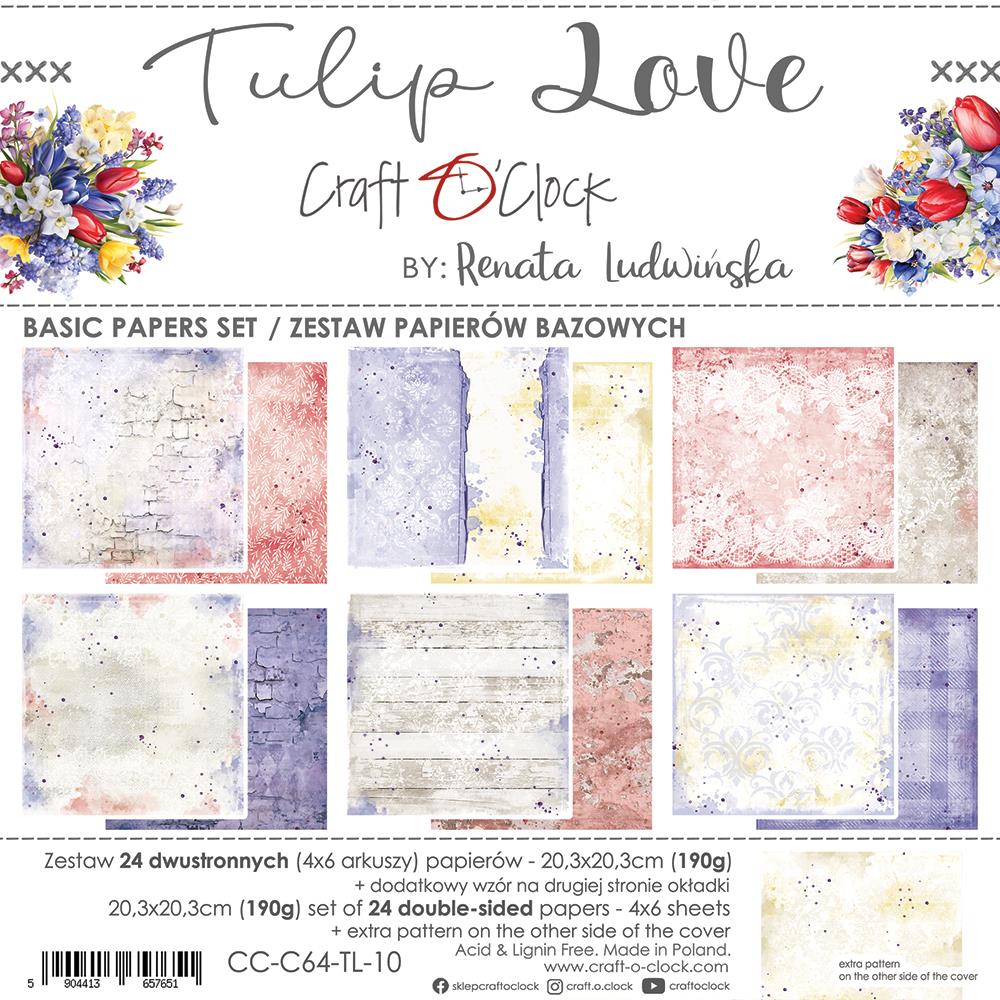 Basic Paper Set 20,3×20,3cm Tulip Love, 190 gsm