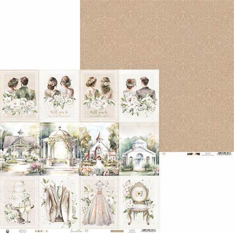 Double-sided paper 30,5×30,5cm Love and Lace – 05, 240 gsm