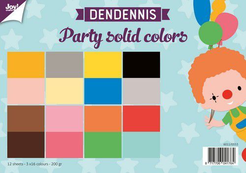 **-60%** Joy A4 Papier Party Solid colors 12 vel (3x16kleuren)- DenDennis