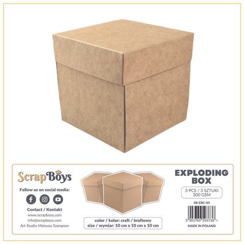 ScrapBoys Exploding box – craft- 3 st – 300 grm SB-EBC-03