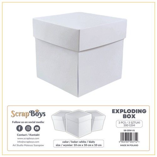 ScrapBoys Exploding box – wit – 3 st – 300 grm SB-EBW-01