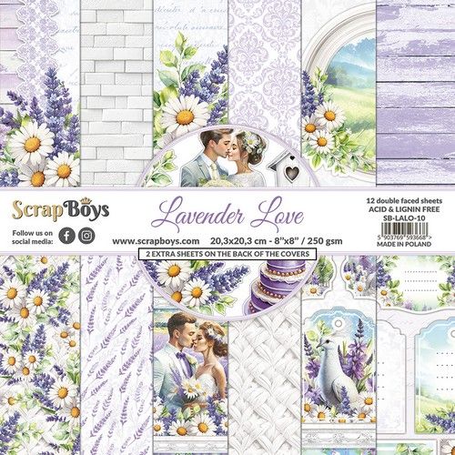 ScrapBoys Lavender Love paperpad 12 vl+cut out elements-DZ SB-LALO-10 250gr