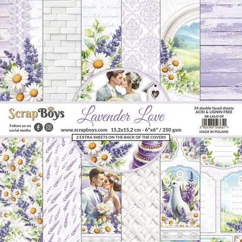 ScrapBoys Lavender Love paperpad 24 vl+cut out elements-DZ SB-LALO-09 250gr