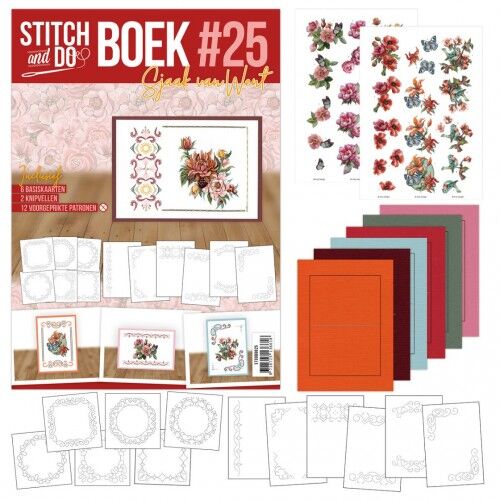 Stitch and Do Boek A6 25 – Reddish flowers