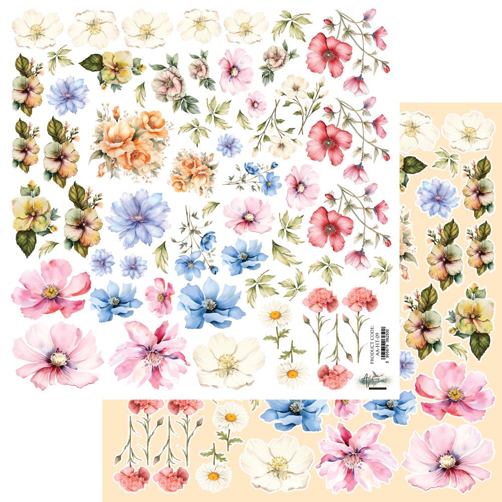 Double-sided paper 30,5×30,5 cm Happy Time – Flowers– extras to cut,