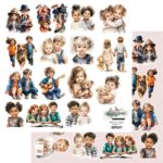 Double-sided paper 30,5x30,5 cm Happy Time – extras to cut, mirror print,