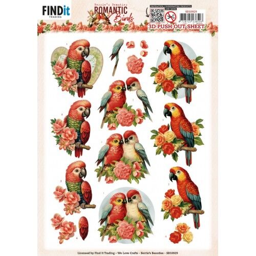 3D Push Out – Berries Beauties – Romantic Birds – Romantic Parrot
