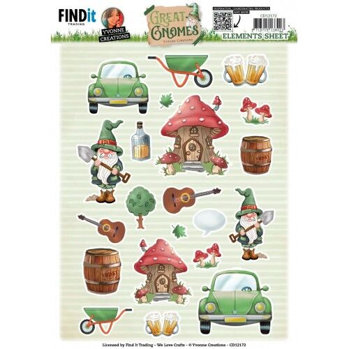 Cutting Sheets – Yvonne Creations – Great Gnomes – Small Elements