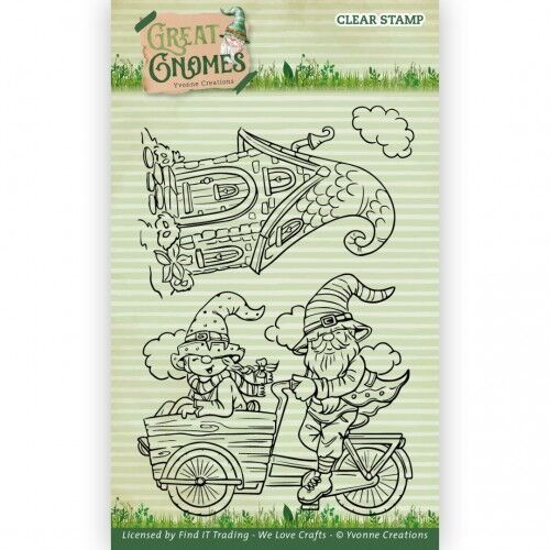 Clear Stamps – Yvonne Creations – Great Gnomes – Biking Gnome