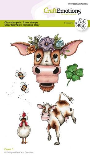 CraftEmotions clearstamps A6 – Cows 1 Carla Creaties