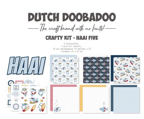 Dutch Doobadoo Crafty Kit Haai Five 21x21cm (EN) 473.005.063