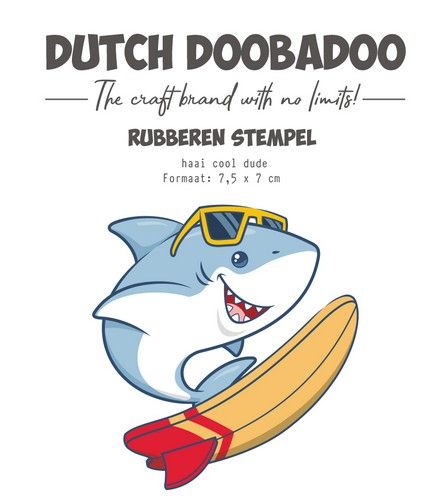 Dutch Doobadoo Rubber stempel Haai cool dude 497.004.012 7,