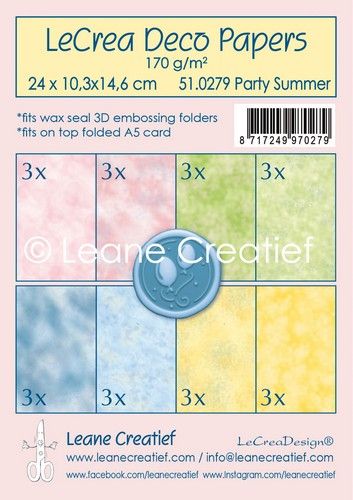LeCrea – Deco paper embossing set Party & Summer 8 designs 24vl 51.0279