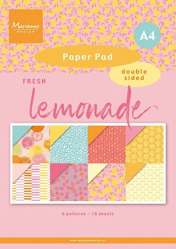 Marianne D Paperpad Fresh Lemonade PK9190 A4, 8 patterns, double sided, 16 sheets