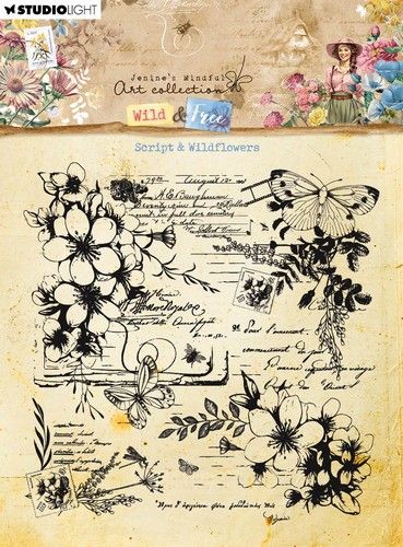 Studio Light Clear Stamp Script & Wildflowers Wild & Free nr.671 JMA-WAF-STAMP671
