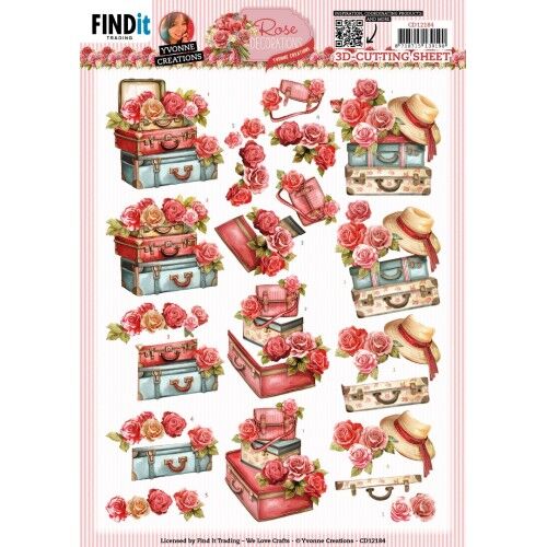 3D Cutting Sheets – Yvonne Creations – Rose Decorations – Rose Suitcase