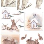 Marianne D Decoupage Mattie's Mooiste - 3D Sneeuwuil - konijnen MB0219 A4