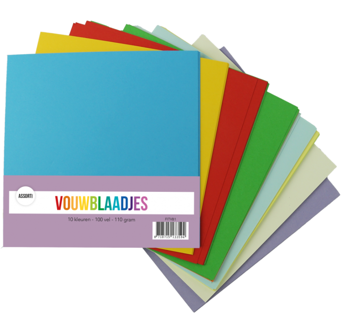 Vouwblaadjes – 10 kleuren 100vel – CardDeco